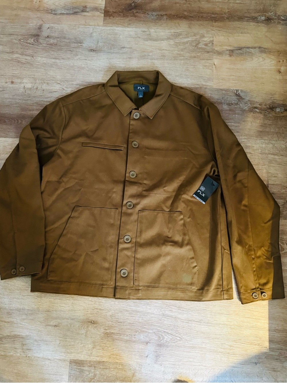 FLX Men's Tan Button-Front Shirt Jacket